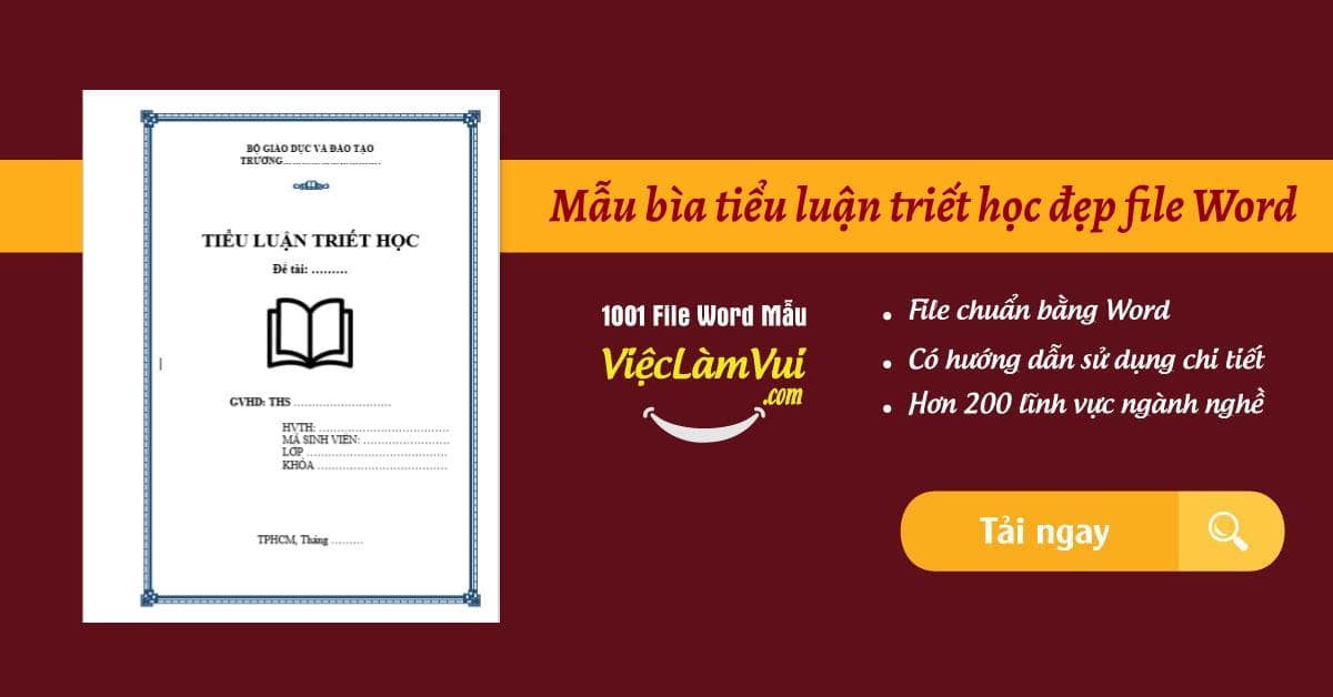 Mẫu bìa tiểu luận triết học đẹp file Word