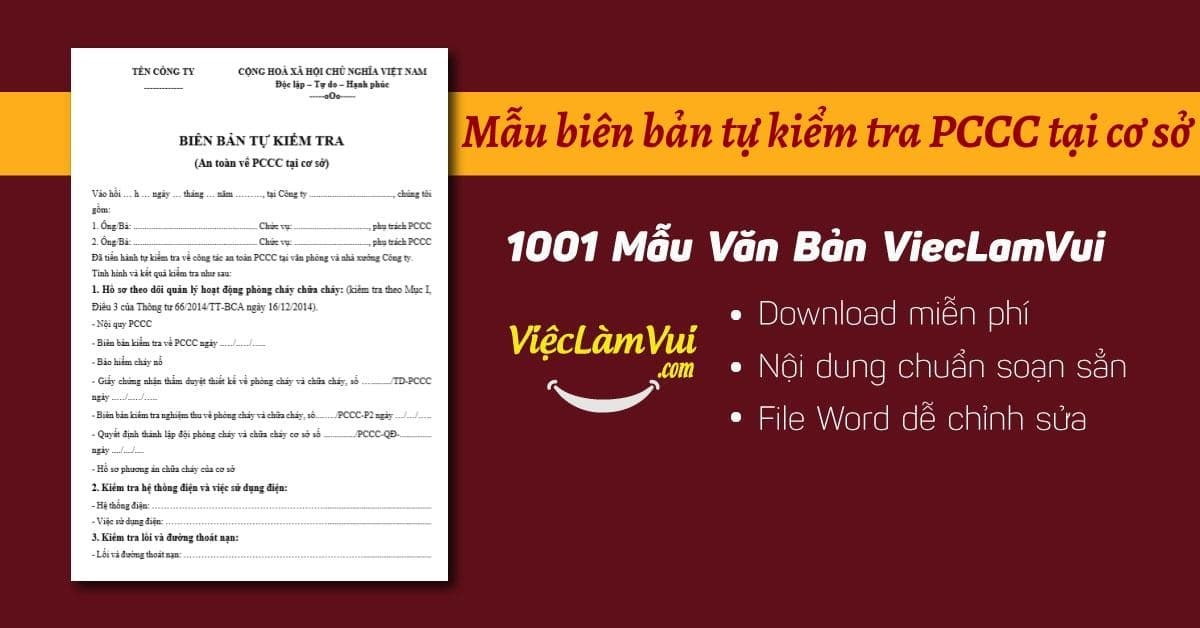 Mẫu biên bản tự kiểm tra PCCC tại cơ sở file Word