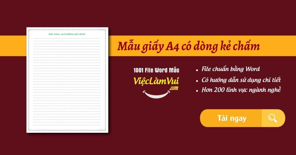 Mẫu giấy A4 có dòng kẻ chấm file Word