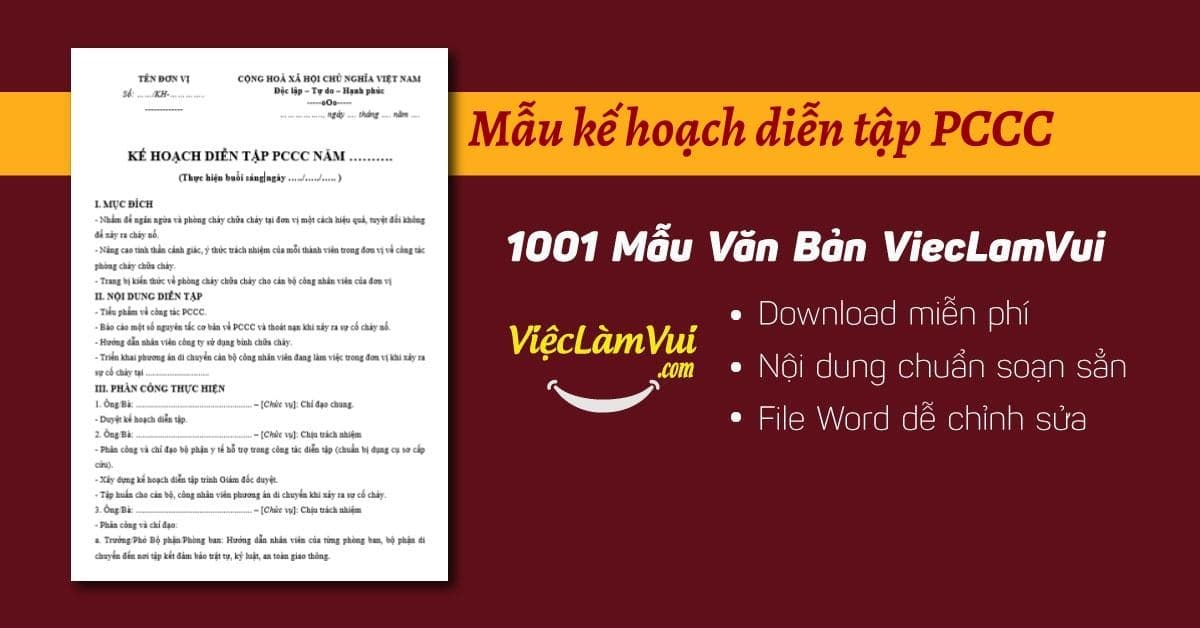 Mẫu kế hoạch diễn tập PCCC file Word