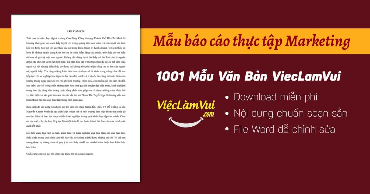 Top 5 báo cáo thực tập Marketing điểm cao