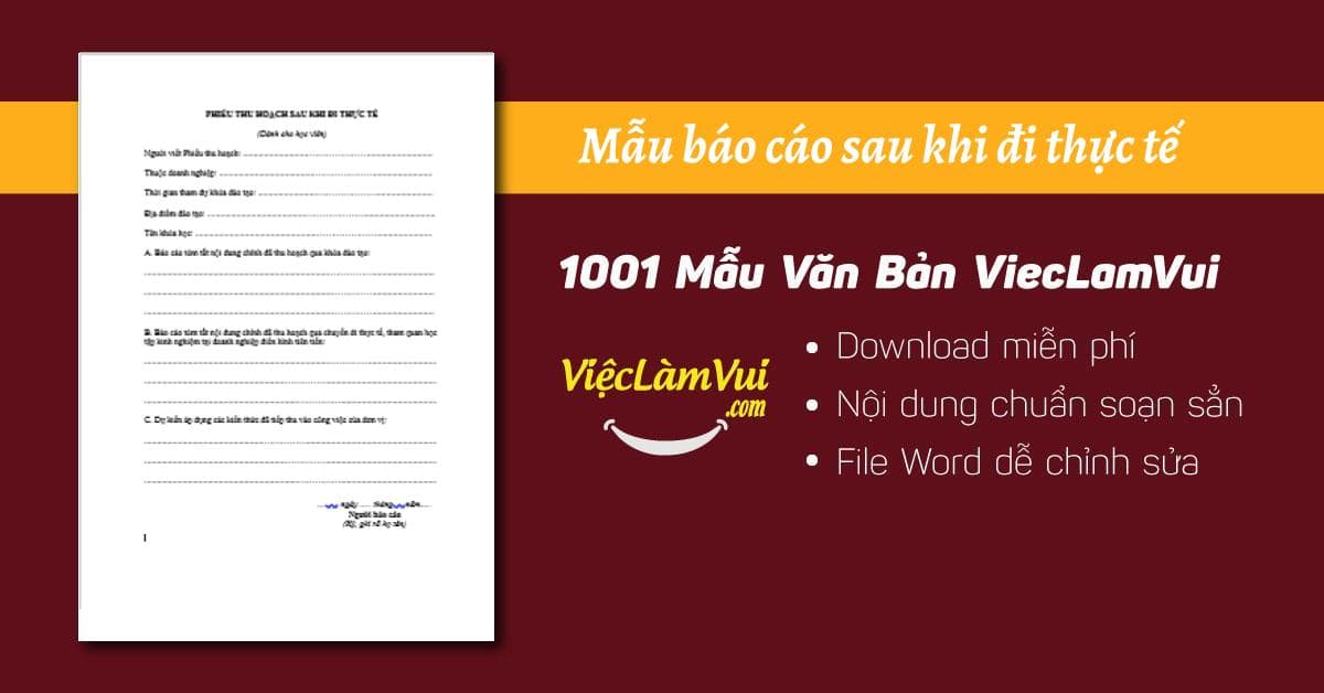 Mẫu báo cáo sau khi đi thực tế