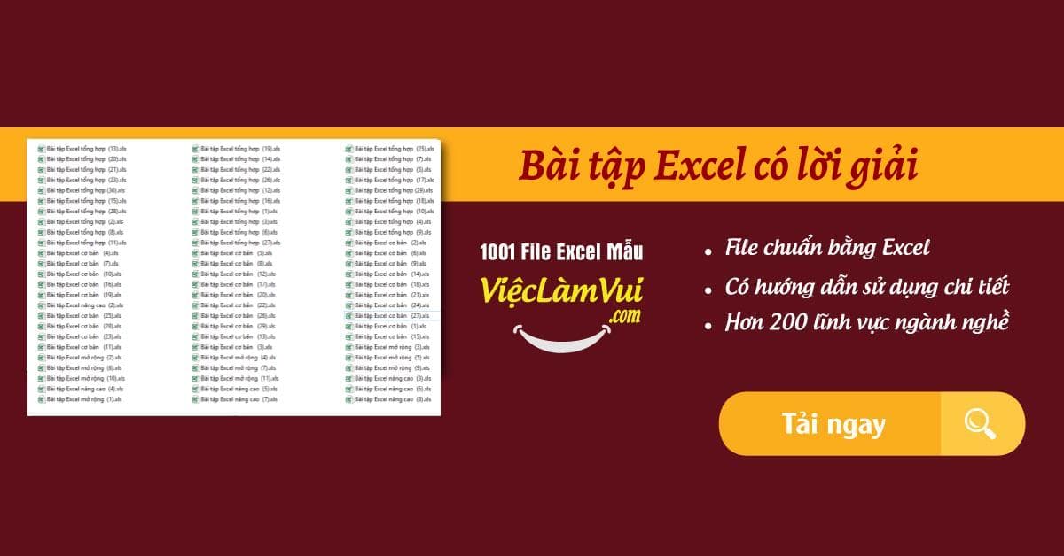 Tổng hợp bài tập Excel có lời giải PDF từ cơ bản đến nâng cao
