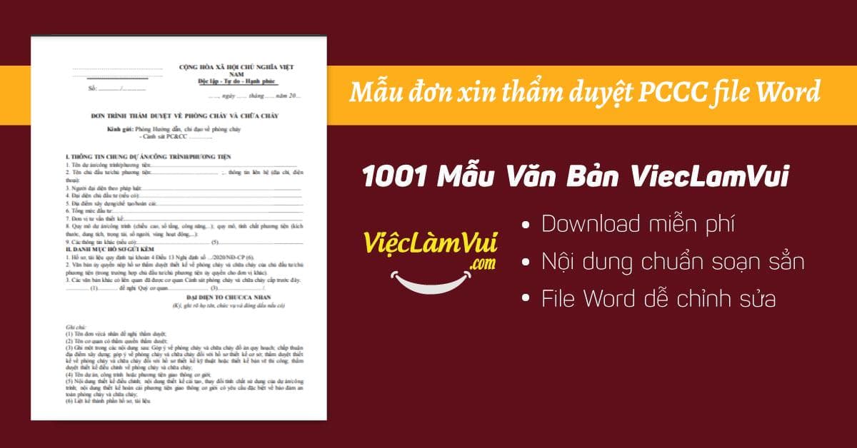 Mẫu đơn xin thẩm duyệt PCCC file Word