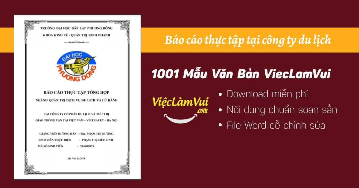 Top 5 báo cáo thực tập tại công ty du lịch