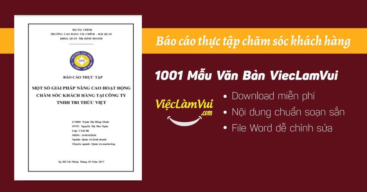 Top 5 báo cáo thực tập chăm sóc khách hàng