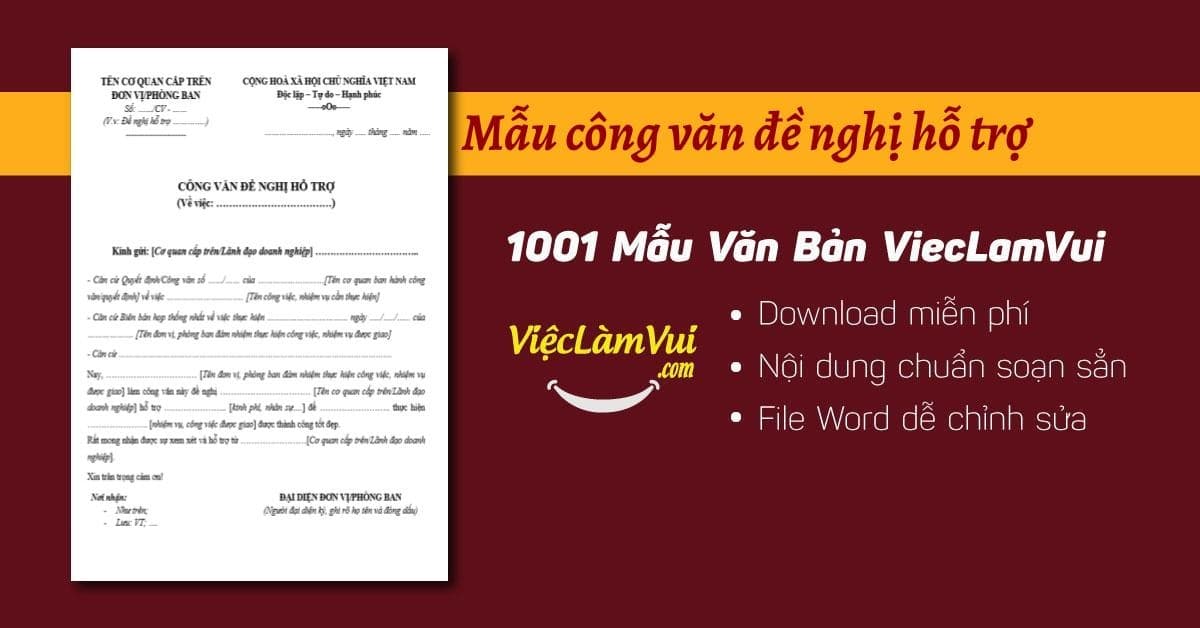 Mẫu công văn đề nghị hỗ trợ file Word