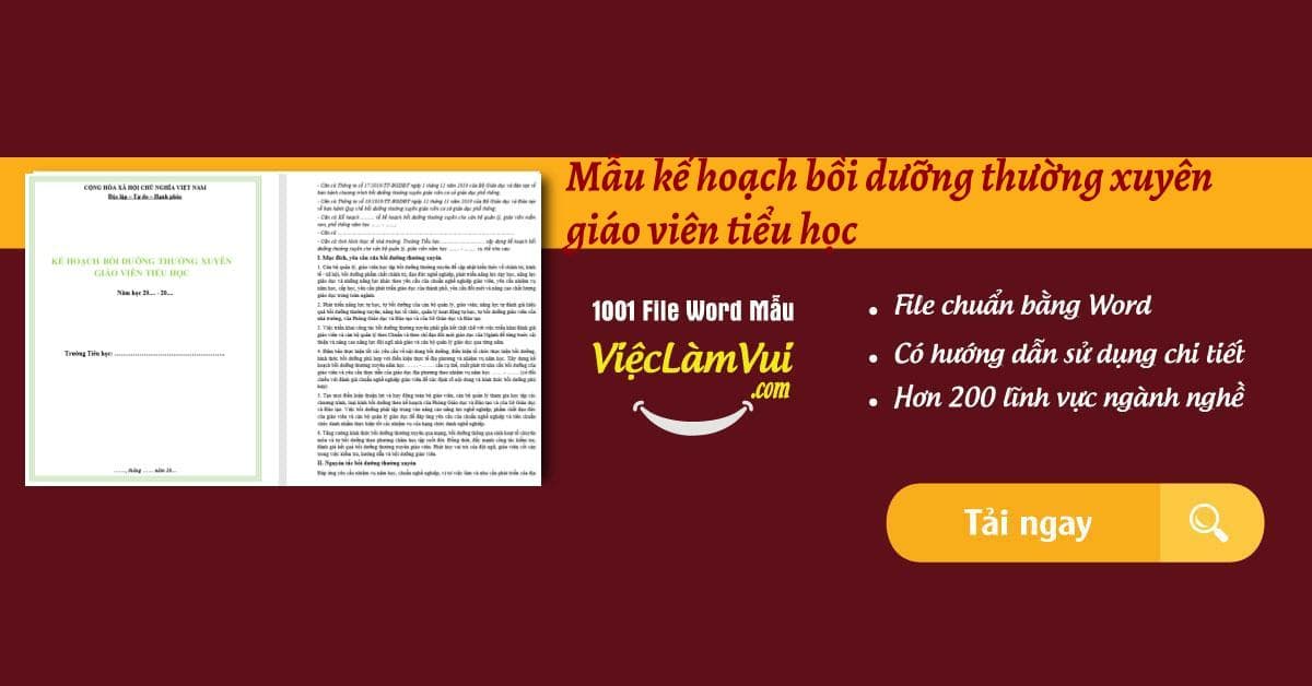 Mẫu kế hoạch bồi dưỡng thường xuyên giáo viên tiểu học file Word