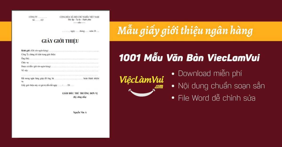 Mẫu giấy giới thiệu ngân hàng file Word