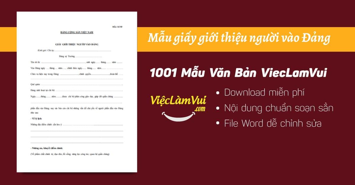 Mẫu giấy giới thiệu người vào Đảng file Word
