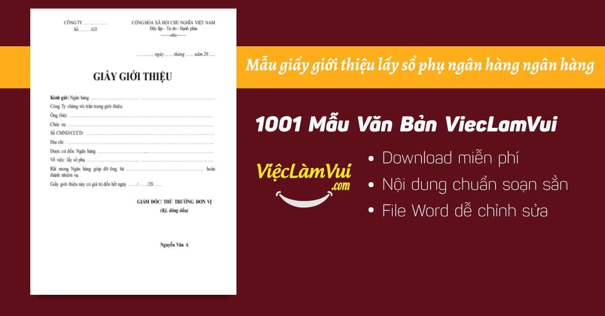 Mẫu giấy giới thiệu lấy sổ phụ ngân hàng file Word