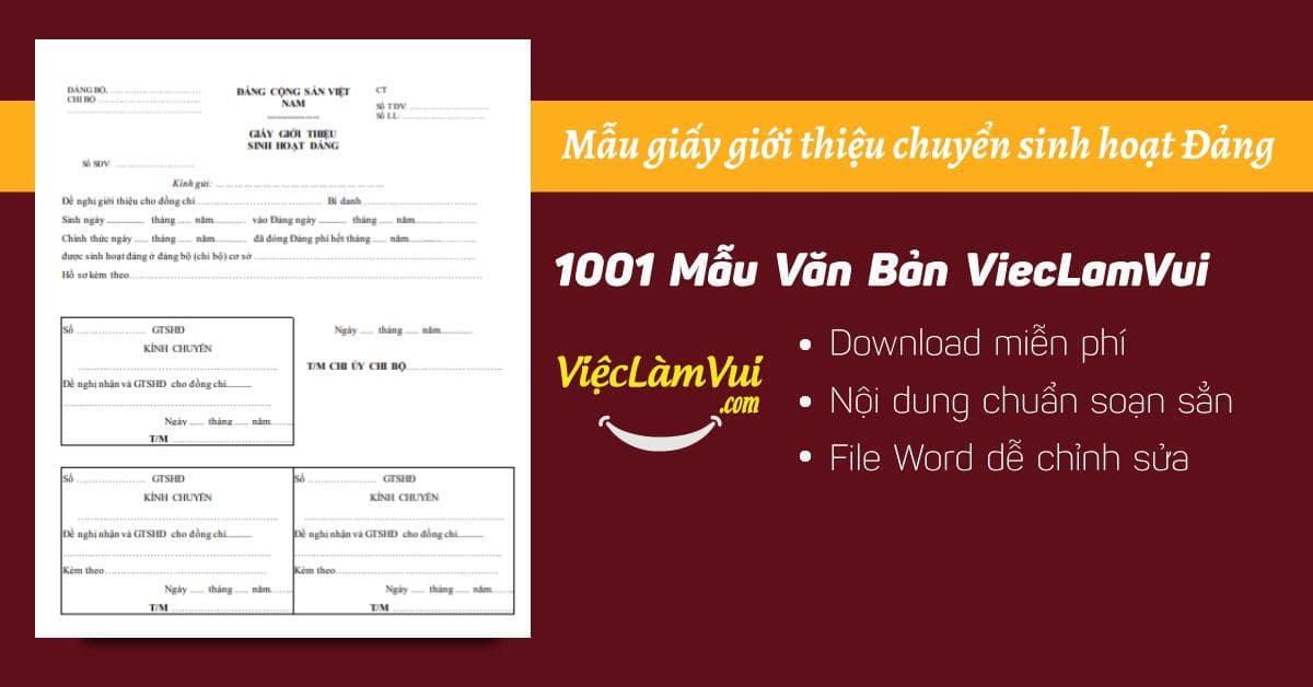 Mẫu giấy giới thiệu chuyển sinh hoạt Đảng file Word