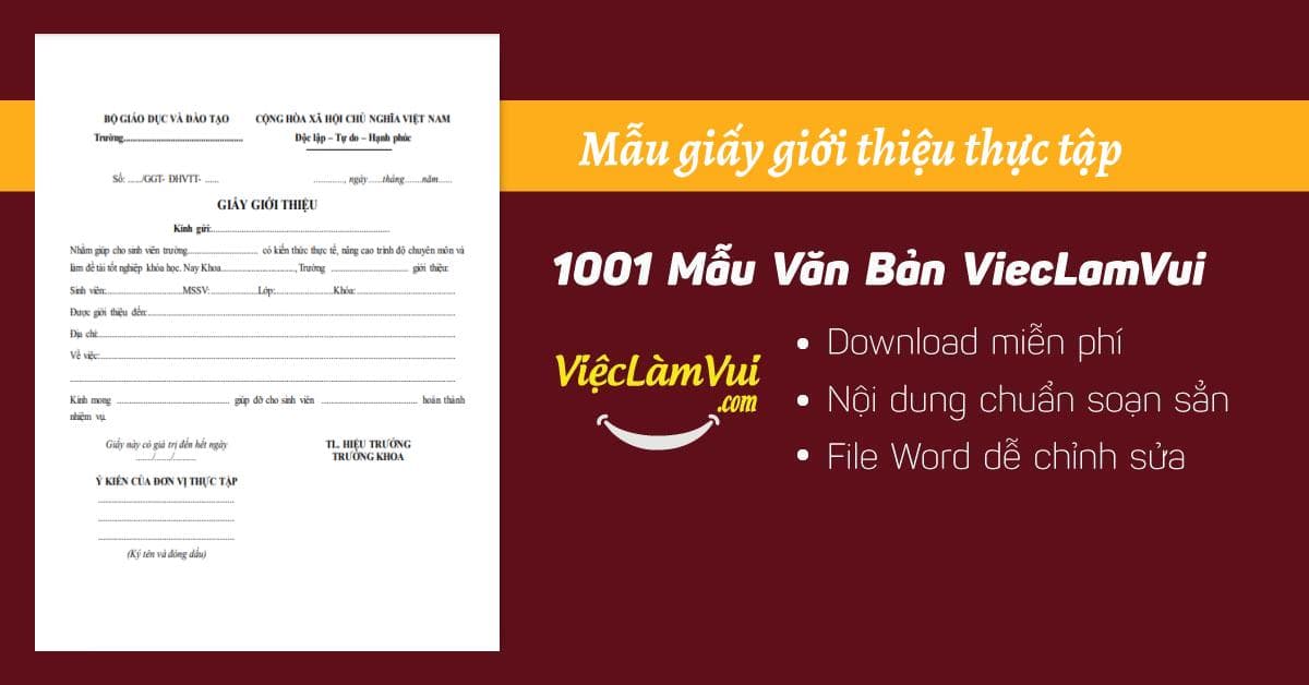 Mẫu giấy giới thiệu thực tập file Word