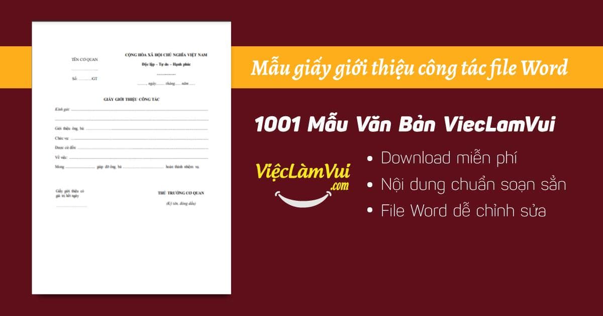 Mẫu giấy giới thiệu công tác file Word
