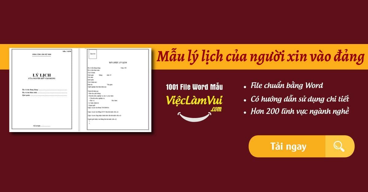 Mẫu lý lịch của người xin vào Đảng file Word