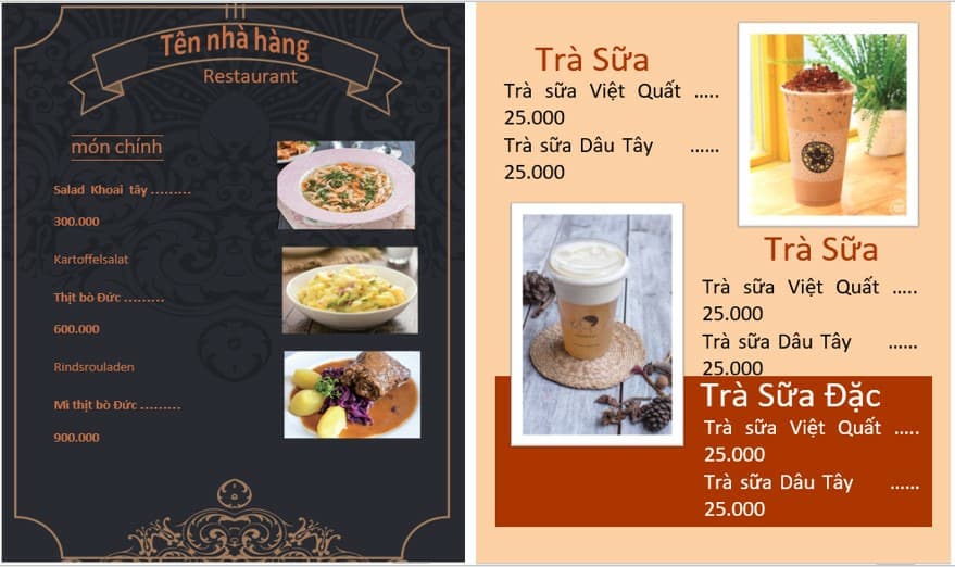 Download mẫu menu đẹp file Word