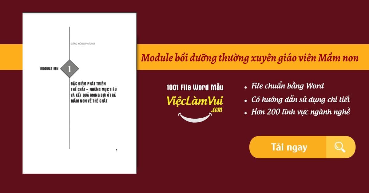 44 mô đun bồi dưỡng thường xuyên mầm non file word