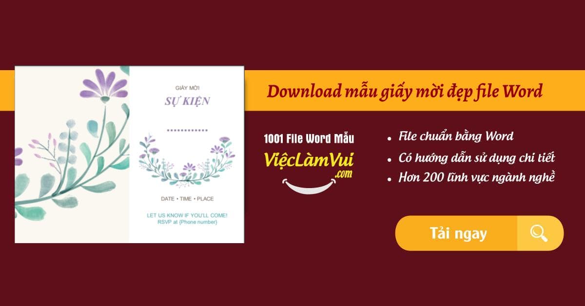 Download mẫu giấy mời đẹp file Word