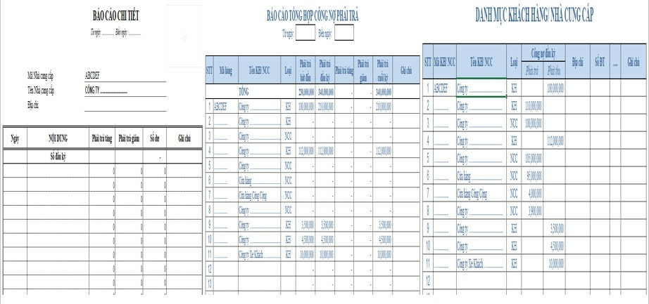 Mẫu file Excel theo dõi công nợ phải thu phải trả chuẩn, chi tiết nhất
