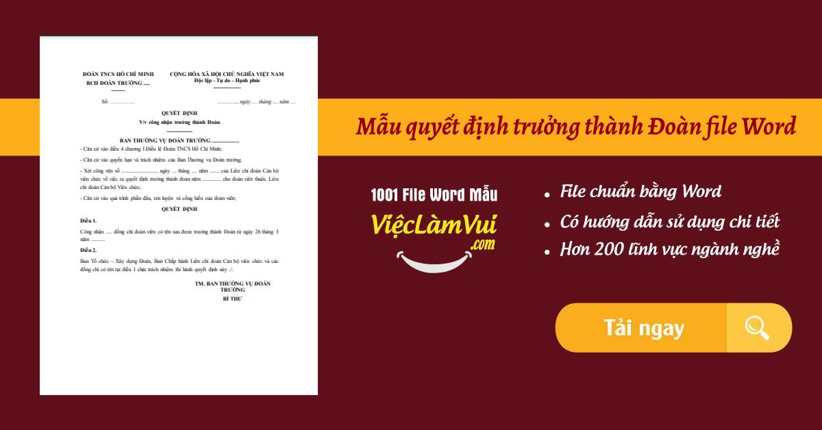 Mẫu quyết định trưởng thành Đoàn file Word