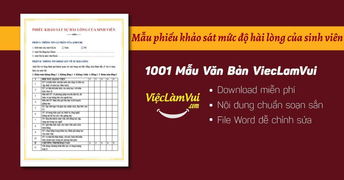 Mẫu phiếu khảo sát mức độ hài lòng của sinh viên file Word