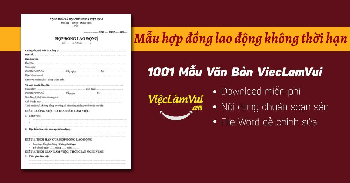 Mẫu hợp đồng lao động không thời hạn mới nhất file Word