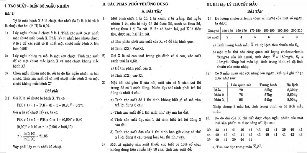 Bài tập xác suất thống kê y học PDF