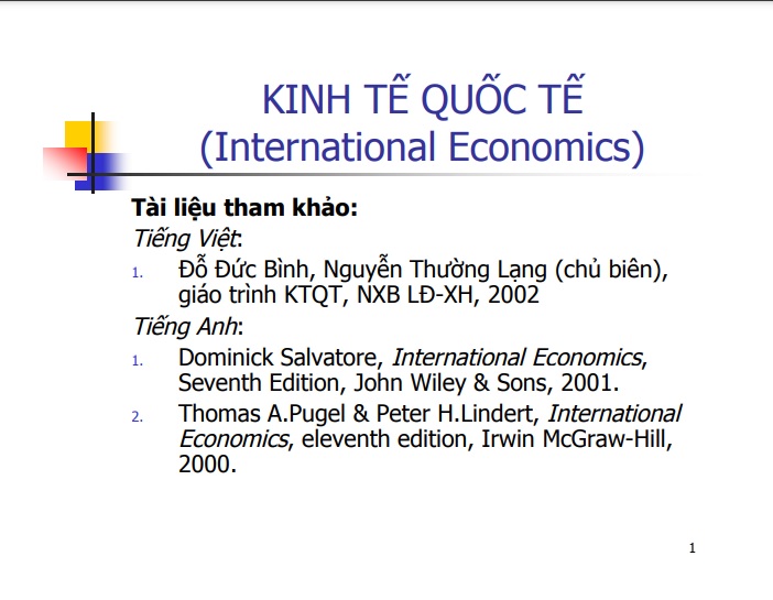 Bài giảng Kinh tế quốc tế PDF