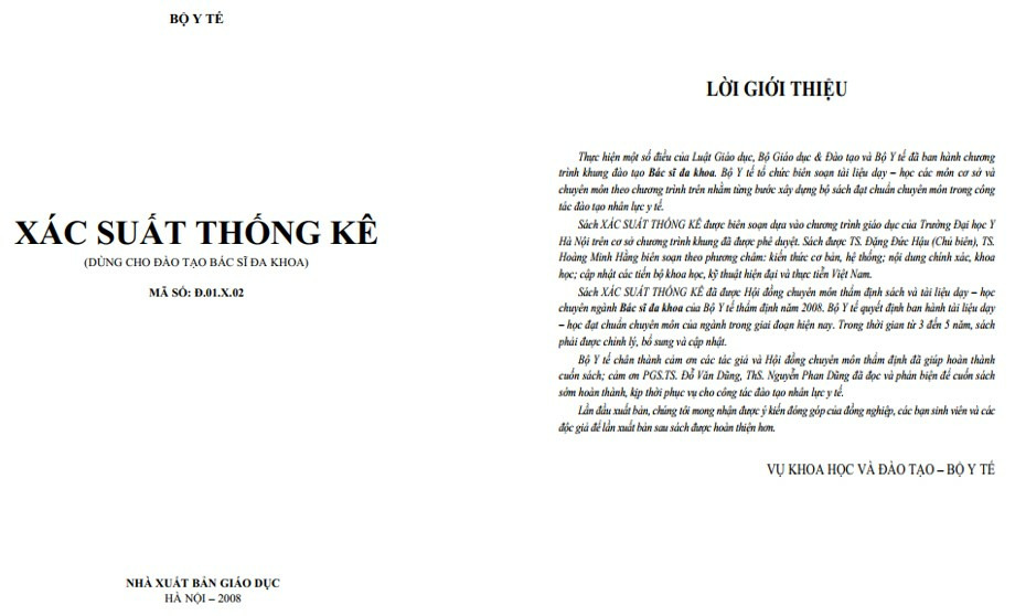 Giáo trình Xác suất thống kê y học PDF