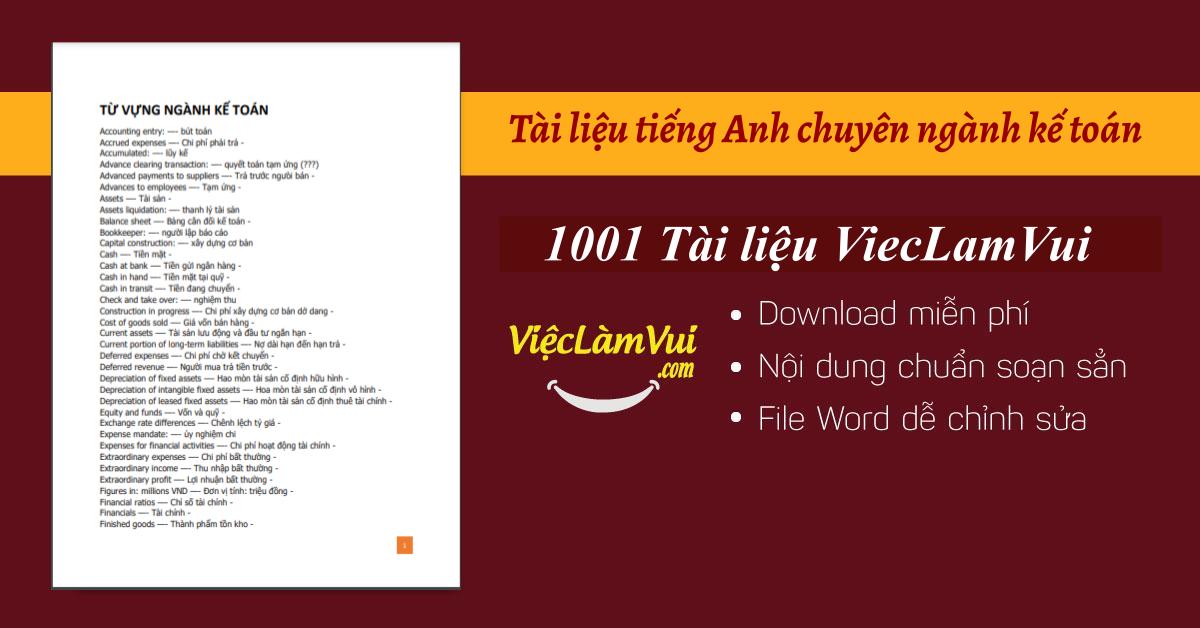 Tài liệu tiếng Anh chuyên ngành kế toán