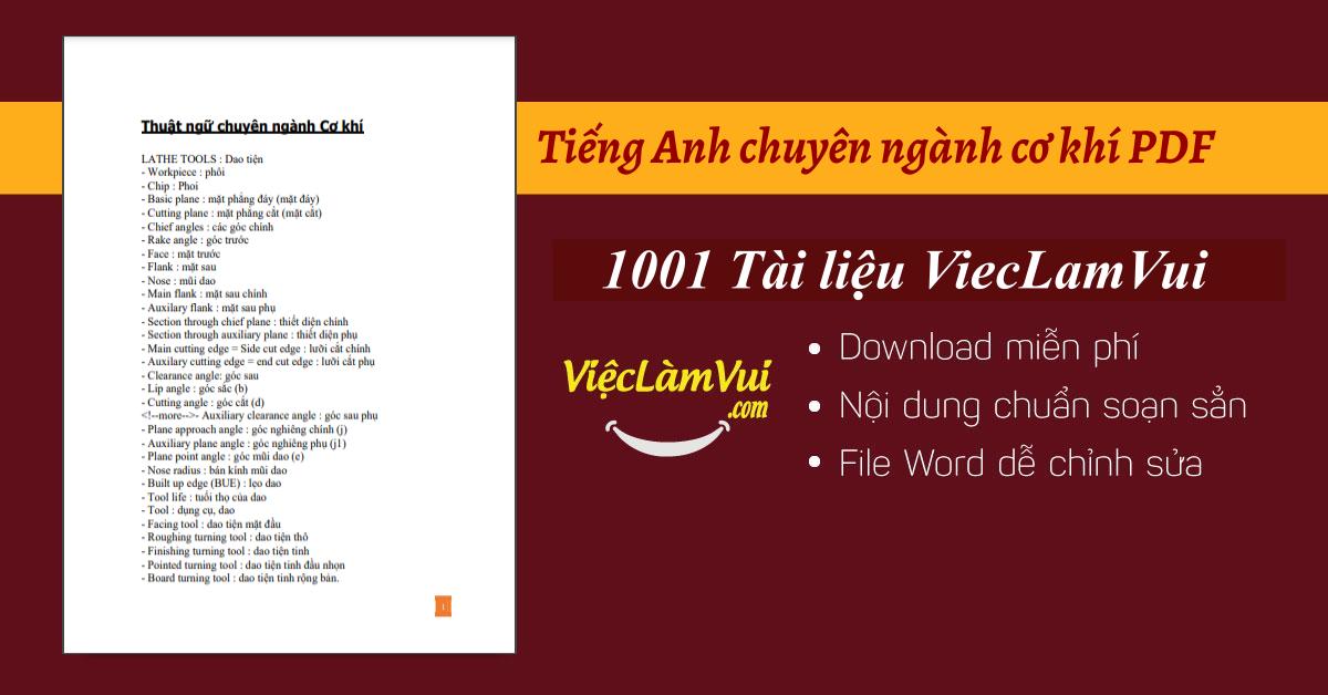 Tiếng Anh chuyên ngành cơ khí PDF