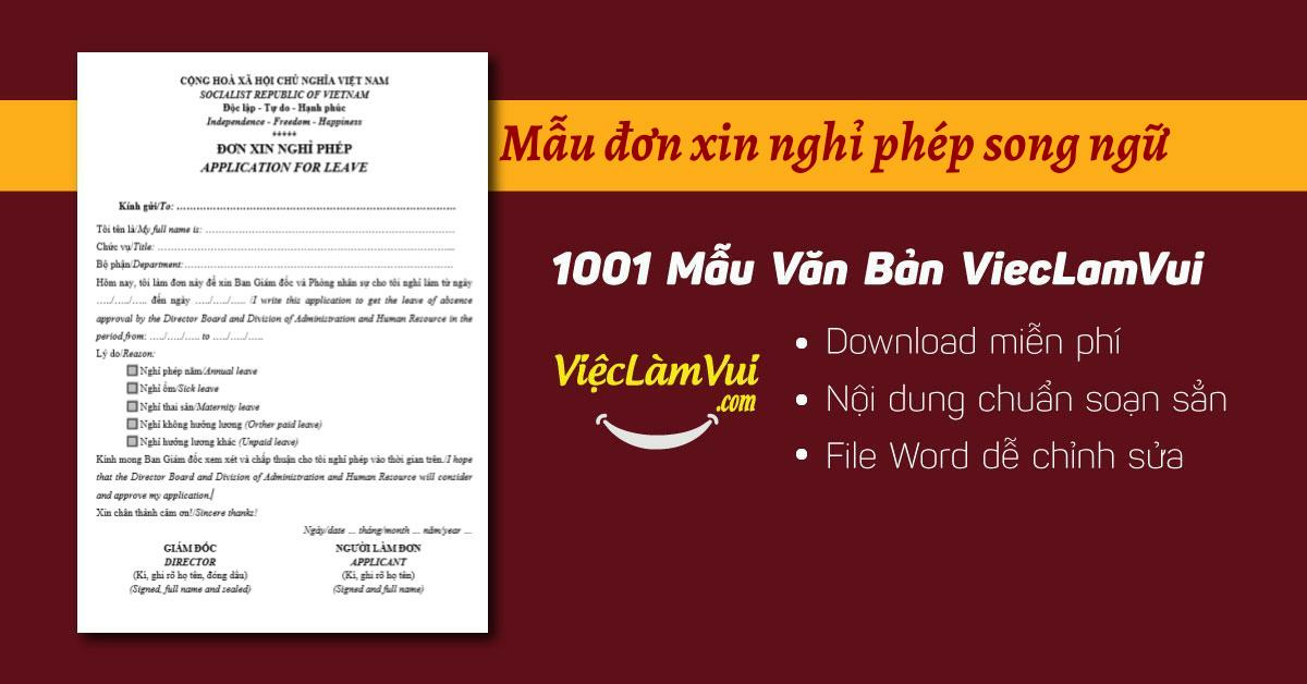 Mẫu đơn xin nghỉ phép song ngữ file Word