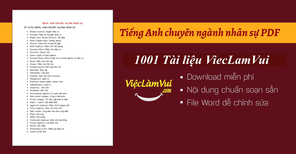 Tiếng Anh chuyên ngành nhân sự PDF