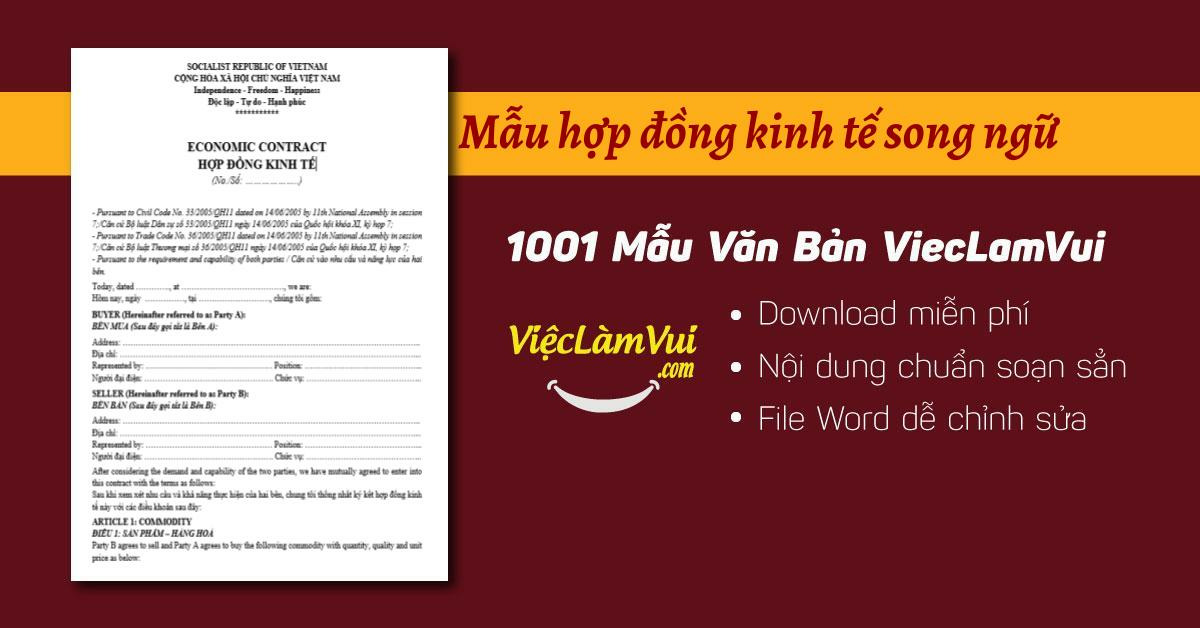 Mẫu hợp đồng kinh tế song ngữ file Word