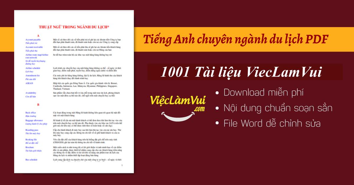 Tiếng Anh chuyên ngành du lịch PDF