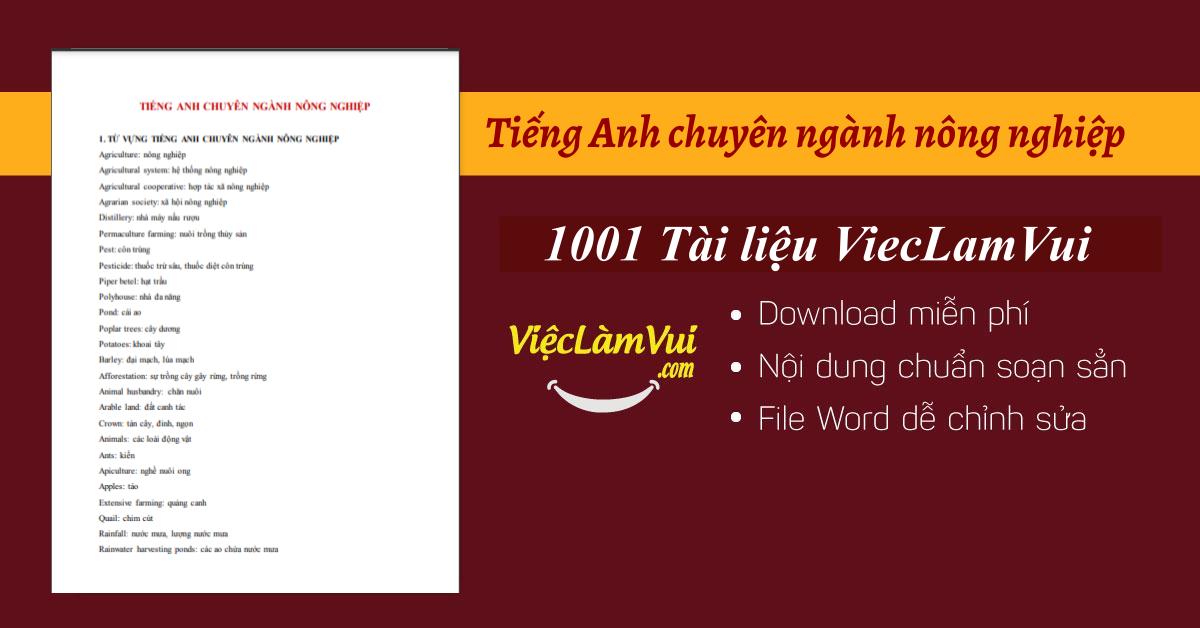 Tiếng Anh chuyên ngành nông nghiệp PDF