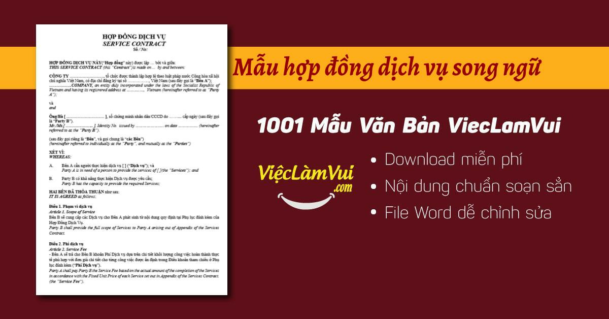 Mẫu hợp đồng dịch vụ song ngữ file Word