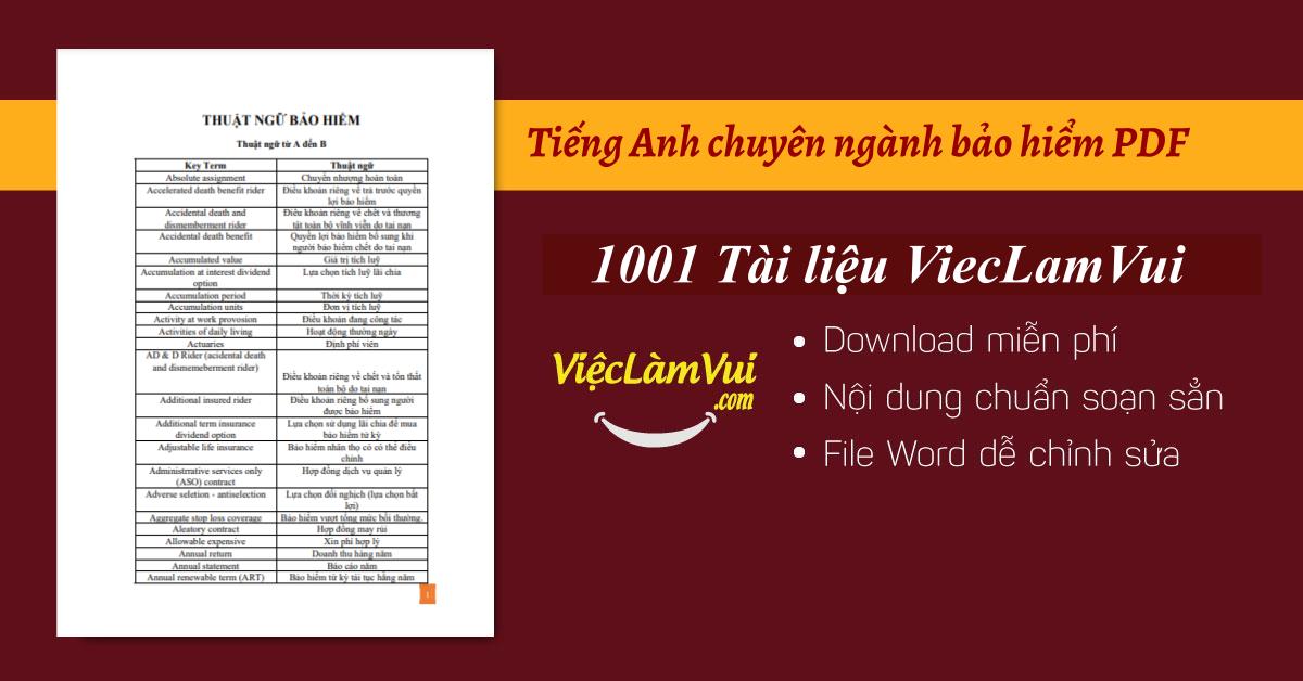 Tiếng Anh chuyên ngành bảo hiểm PDF