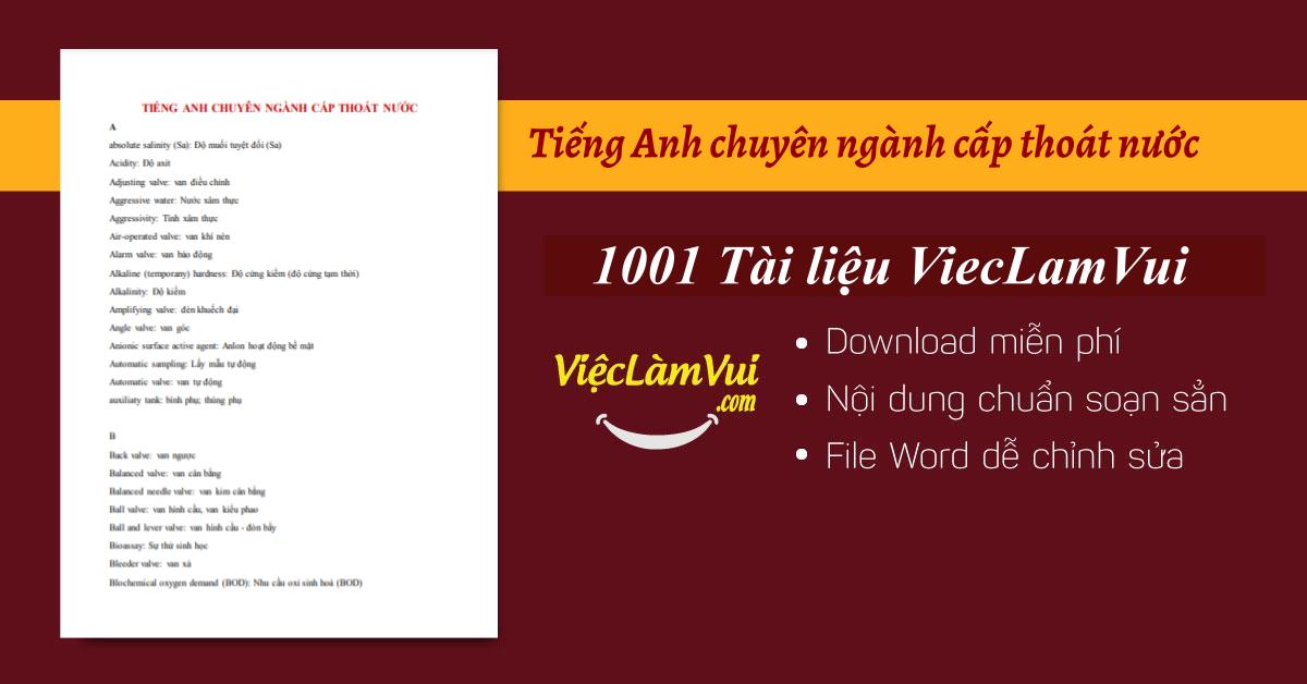 Tiếng Anh chuyên ngành cấp thoát nước PDF