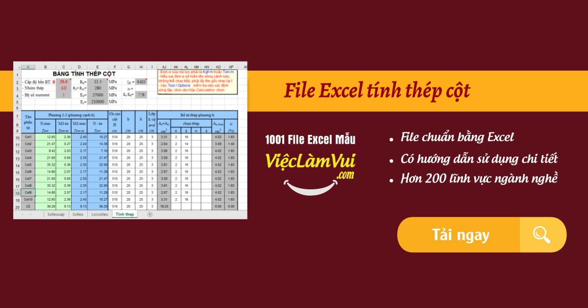 Tệp Excel tính toán thép cột