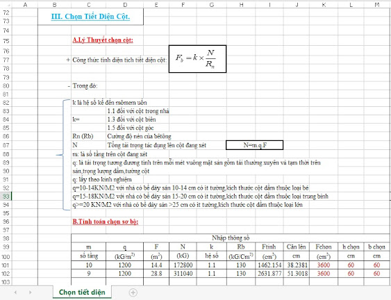 Chọn tiết diện cột