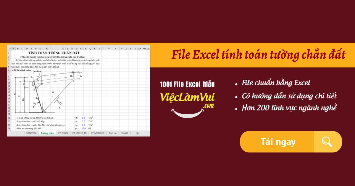 File Excel tính toán tường chắn đất