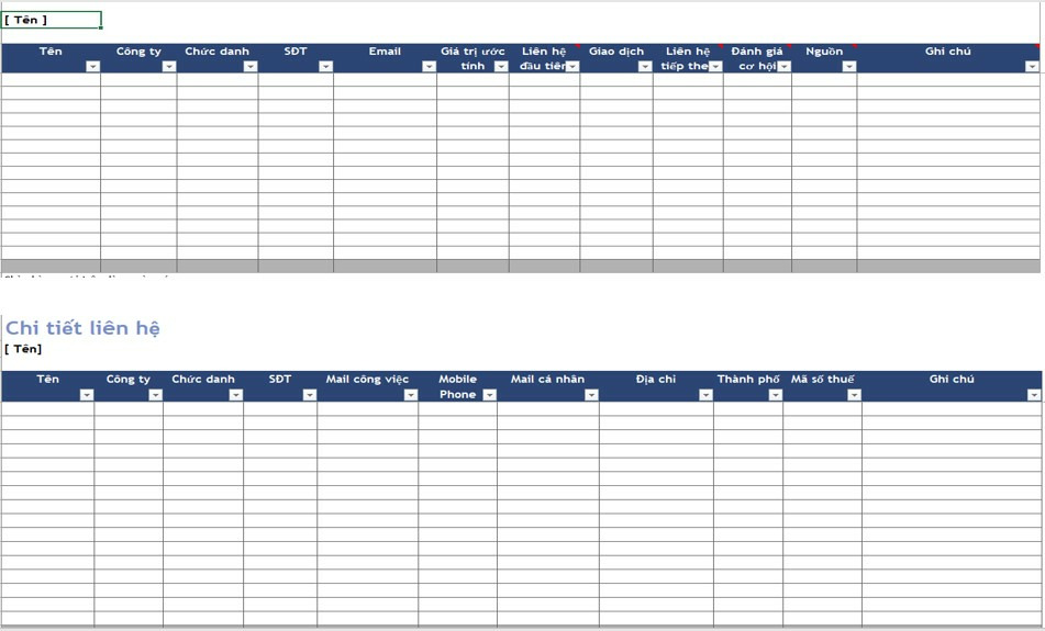 Mẫu file Excel chăm sóc khách hàng chuẩn nhất