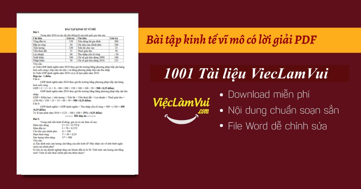 Bài tập kinh tế vĩ mô có lời giải PDF