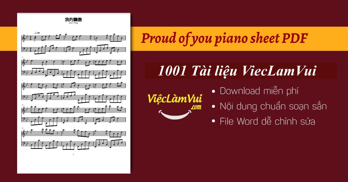 Proud of you piano sheet PDF