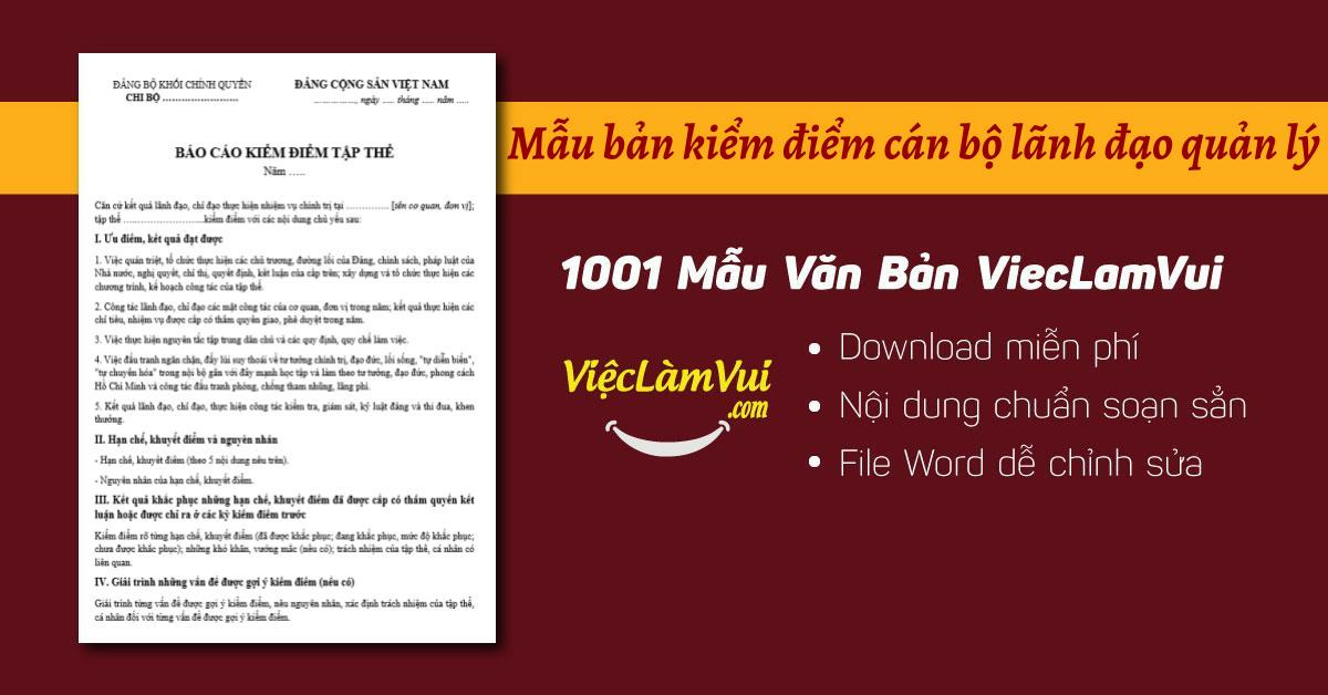 Mẫu bản kiểm điểm cán bộ lãnh đạo quản lý file Word