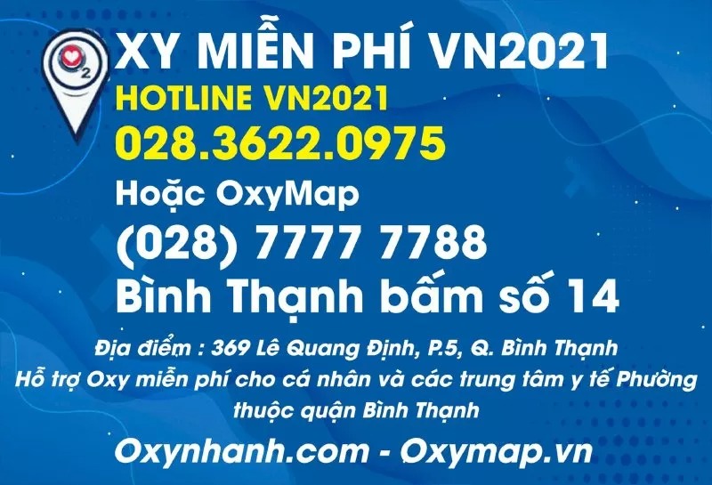 Oxy Nhanh, Oxy Map, ATM Oxy, Bình Oxy miễn phí cho người bệnh TPHCM