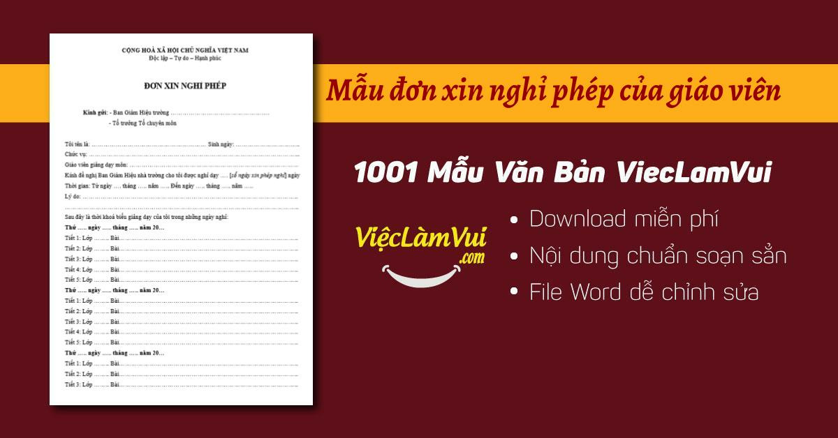 Mẫu đơn xin nghỉ phép của giáo viên file Word