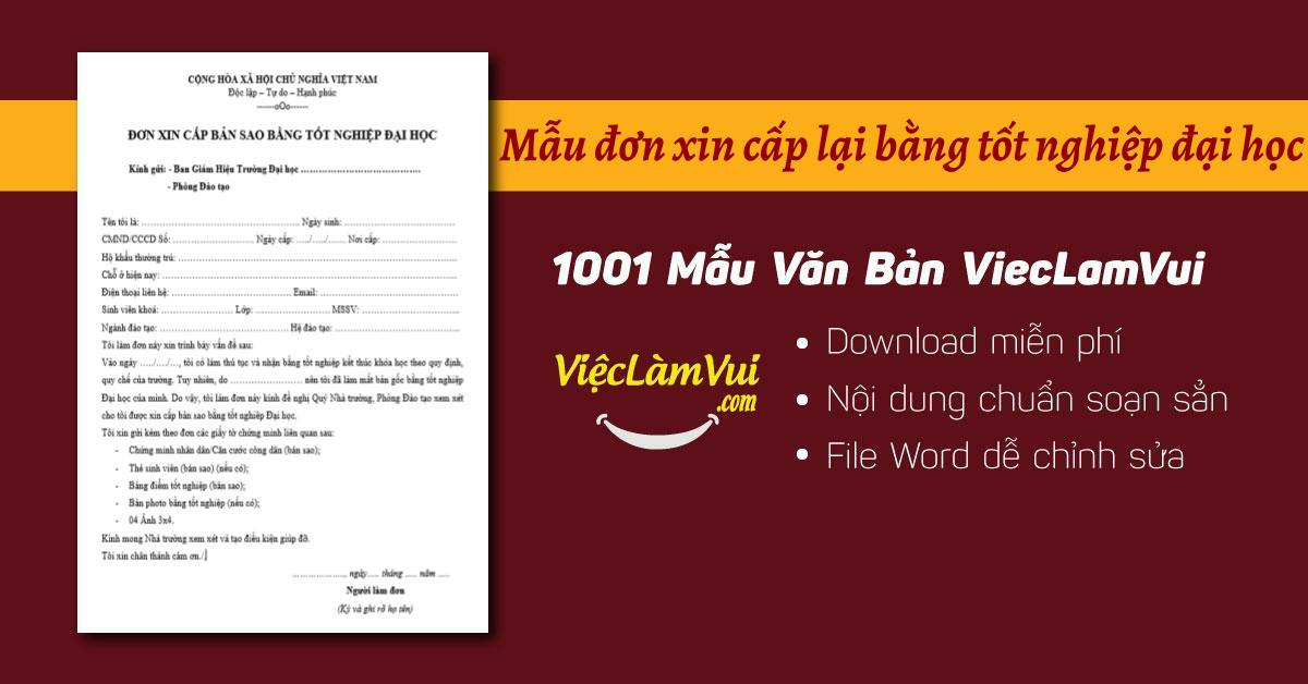 Mẫu đơn xin cấp lại bằng tốt nghiệp đại học file Word