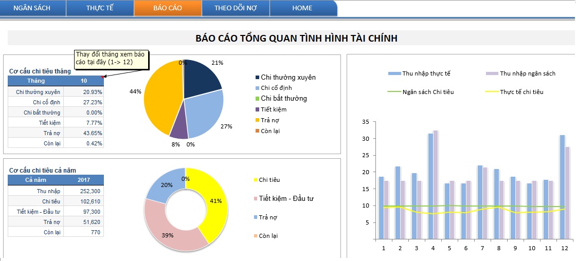 Báo cáo tổng quan tình hình tài chính thực tế trong năm